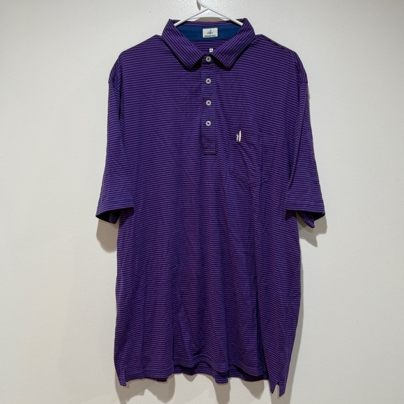 Johnnie-O Men’s Hanging Out Striped Polo Shirt XL Purple Blue Preppy Golf Tennis - Picture 1 of 10